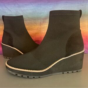 Anne Klein Parley Black Knit Wedge Booties Womens 9 Medium Lightweight Comfort